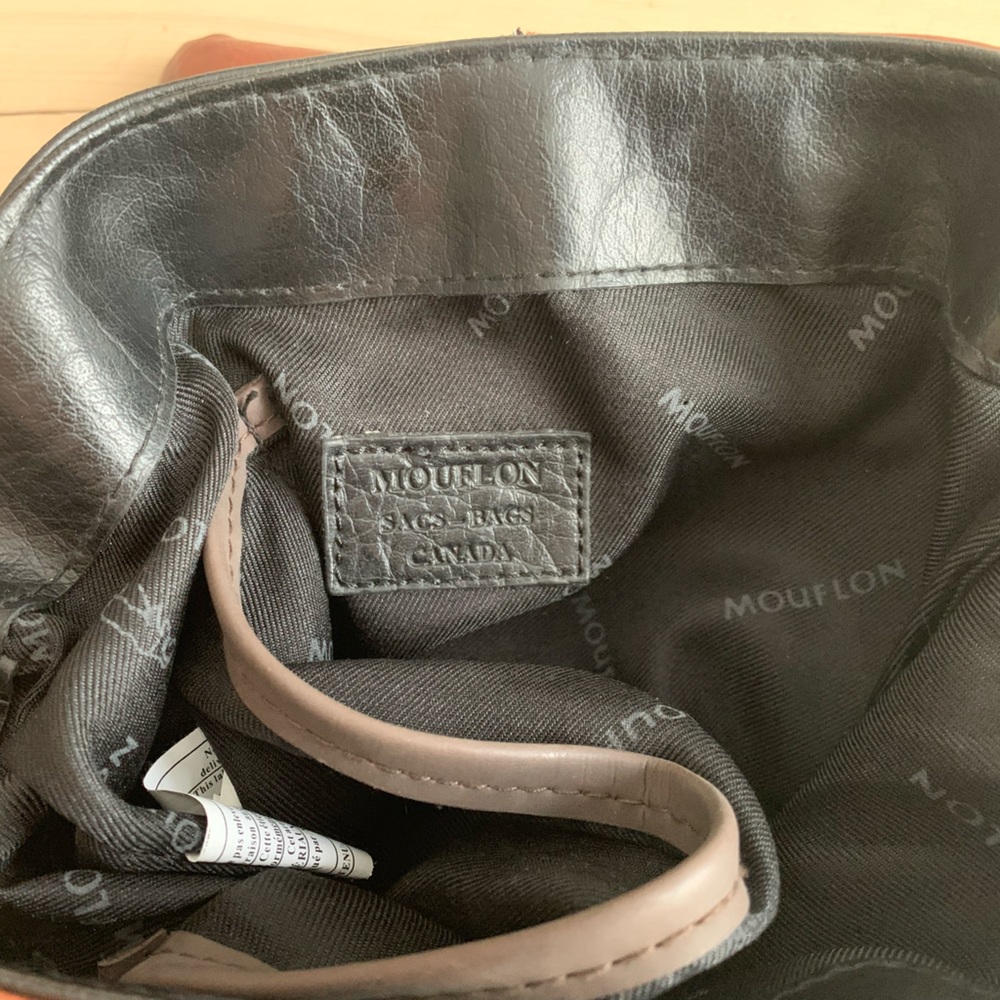 Leather Patchwork Drawstring Bag in Brown and Black | Luxurious Travel Bag - Picture 5 of 8
